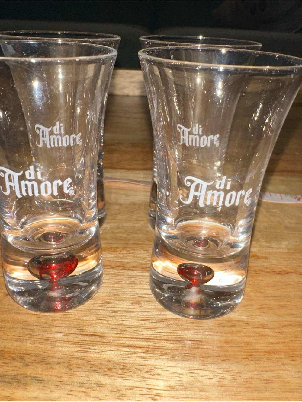 Clear Shot Glasses with Red Accent - Set of 4